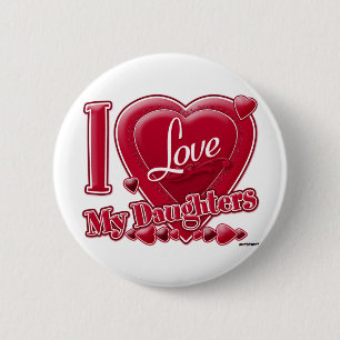 Ich Liebe meine Töchter rot - Herz Button