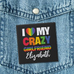 Ich Liebe meine verrückte Freundin Regenbogenname Button<br><div class="desc">Feiern Sie die Liebe mit dieser anpassbaren LGBTQ-Pride-Taste mit der Beschriftung "I Liebe My Crazy Girlfriend" in fett regenbogenfarbenen Schriftart. Personalisieren Sie es, indem Sie den Namen Ihrer Freundin für eine einzigartige Touch hinzufügen. Mit diesem anpassbaren Knopf können Sie Liebe, Positivität und Inklusivität verbreiten und Ihre Unterstützung für die LGBTQ-Community...</div>