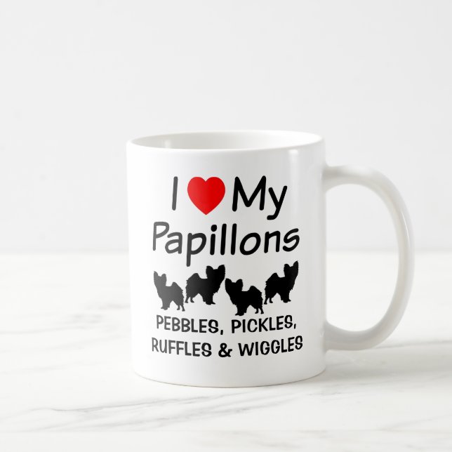 Ich Liebe meine Vier Papillon Hunde Tasse (Rechts)