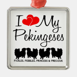 Ich Liebe meine vier Pekinger Hunde Ornament