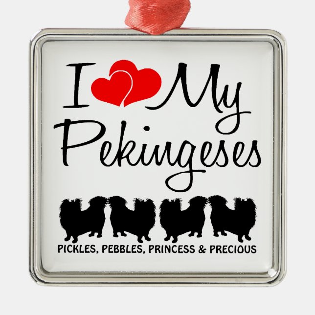 Ich Liebe meine vier Pekinger Hunde Ornament (Vorne)