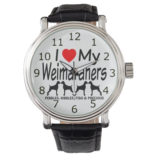 Ich Liebe meine vier Weimaraner Hunde Armbanduhr (Vorderseite)