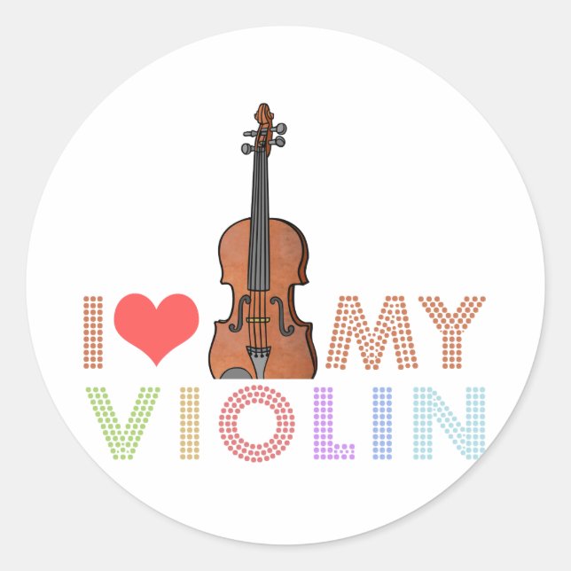 Ich Liebe meine Violine Runder Aufkleber (Vorderseite)