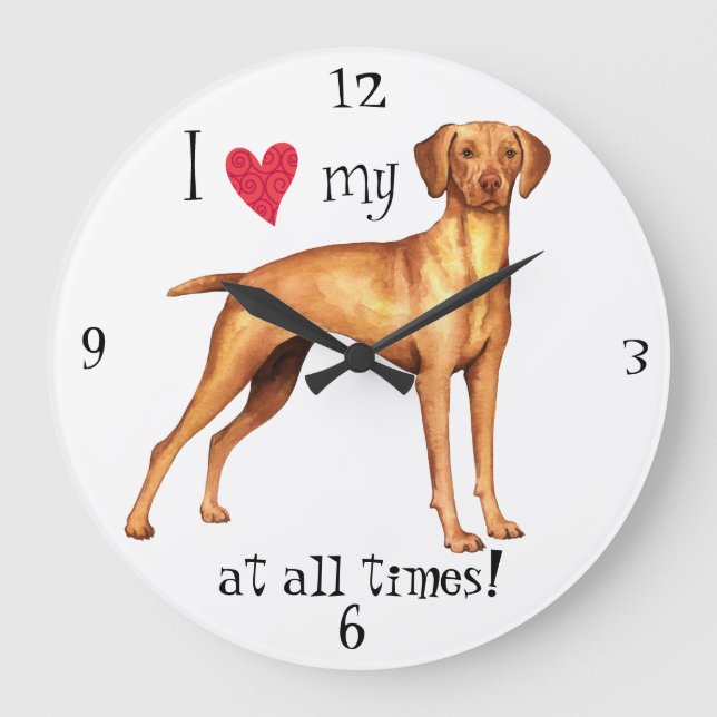 Ich Liebe meine Vizsla Große Wanduhr (Vorderseite)