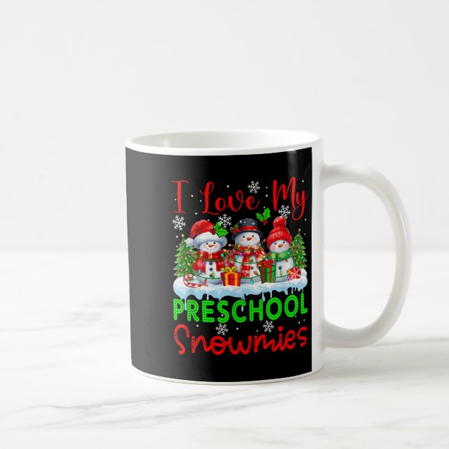 Ich Liebe meine Vorschule Snowmies Weihnachtslehre Kaffeetasse (Rechts)