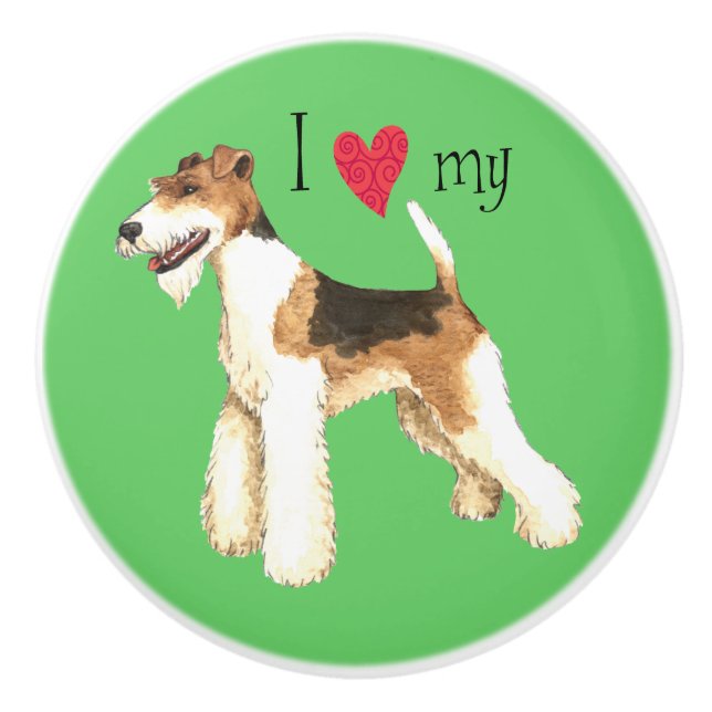 Ich Liebe meine Wire Fox Terrier Keramikknauf (Vorderseite)
