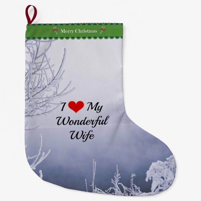 Ich Liebe meine wunderbare Ehefrau Großer Weihnachtsstrumpf (Vorderseite)
