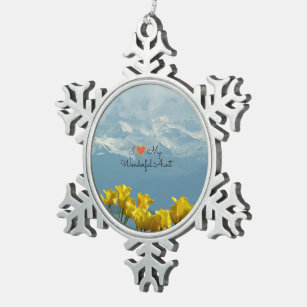 Ich Liebe meine wunderbare Tante, Sunshine Yellow  Schneeflocken Zinn-Ornament