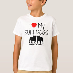 Ich Liebe meine zwei Bullhunde T-Shirt