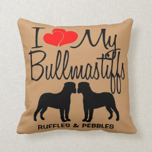 Ich Liebe meine zwei Bullmastiffs Hundekissen Kissen