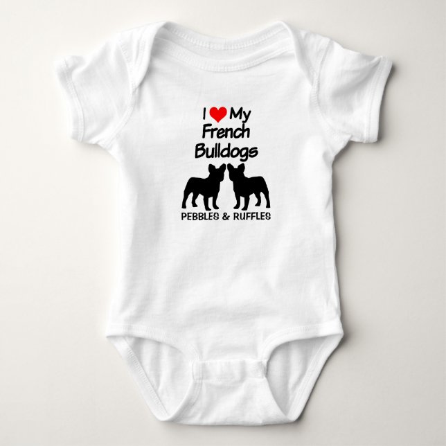 Ich Liebe meine zwei französischen Bulldohhunde Baby Strampler (Vorderseite)