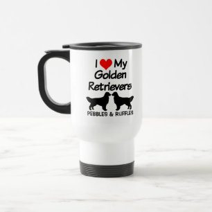 Ich Liebe meine zwei Golden Retriever Hunde Silhou Reisebecher