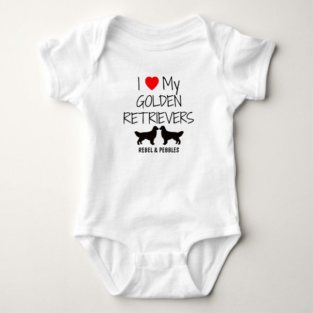 Ich Liebe meine zwei goldenen Retrievers Baby Strampler (Vorderseite)