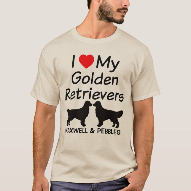 Ich Liebe meine zwei goldenen Retrievers T-Shirt (Vorderseite)