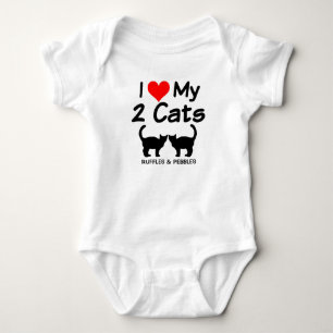 Ich Liebe meine Zwei-Katzen-Silhouette Baby Strampler