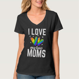 Ich Liebe meine zwei Mamas Gay Butterfly Flag Lesb T-Shirt