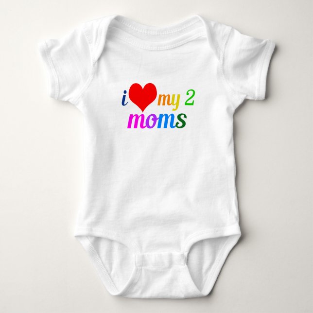 Ich Liebe meine zwei Mamas Gay Pride-Tochter Baby Strampler (Vorderseite)