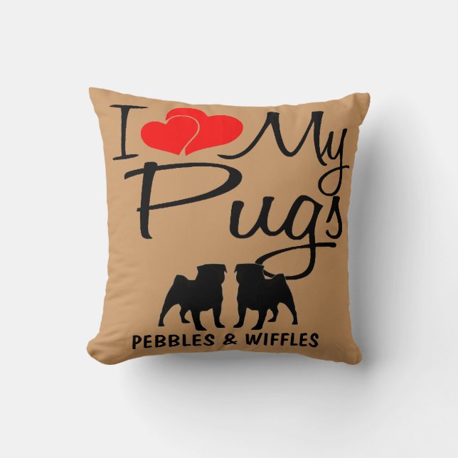 Ich Liebe meine ZWEI Mops Kissen (Vorderseite)