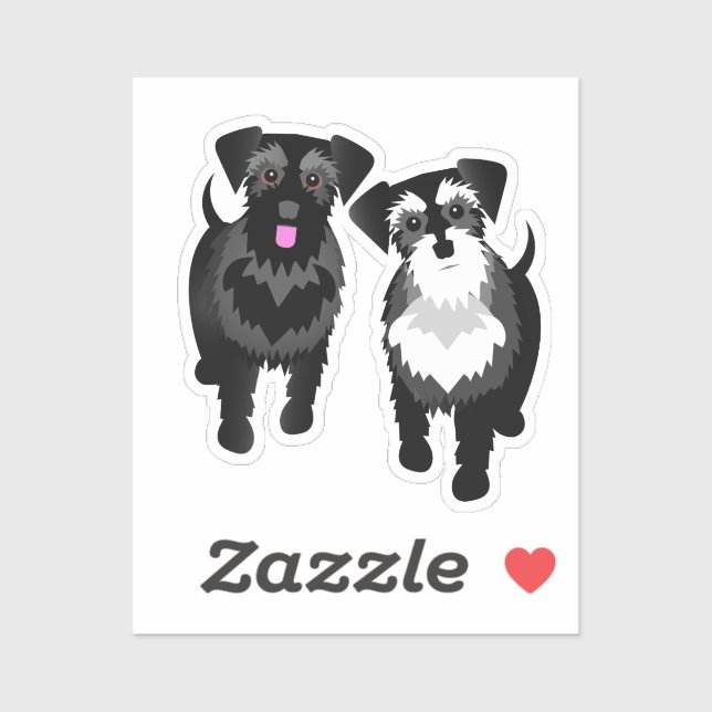 Ich Liebe meine zwei Niedlichen Schnauzer Aufkleber (Blatt)
