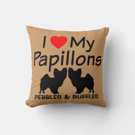 Ich Liebe meine zwei Papillon Hunde Kissen