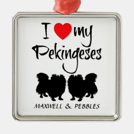 Ich Liebe meine zwei Pekinger Hunde Ornament Aus Metall
