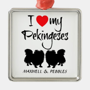 Ich Liebe meine zwei Pekinger Hunde Ornament Aus Metall