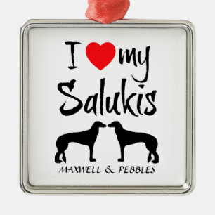 Ich Liebe meine zwei Saluki-Hunde Ornament Aus Metall