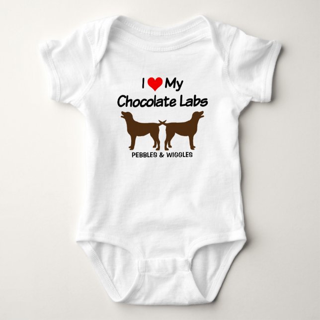 Ich Liebe meine zwei Schokolade Labrador Hunde Sil Baby Strampler (Vorderseite)