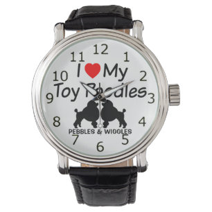 Ich Liebe meine zwei Spielzeugpudle-Hunde sehen Armbanduhr