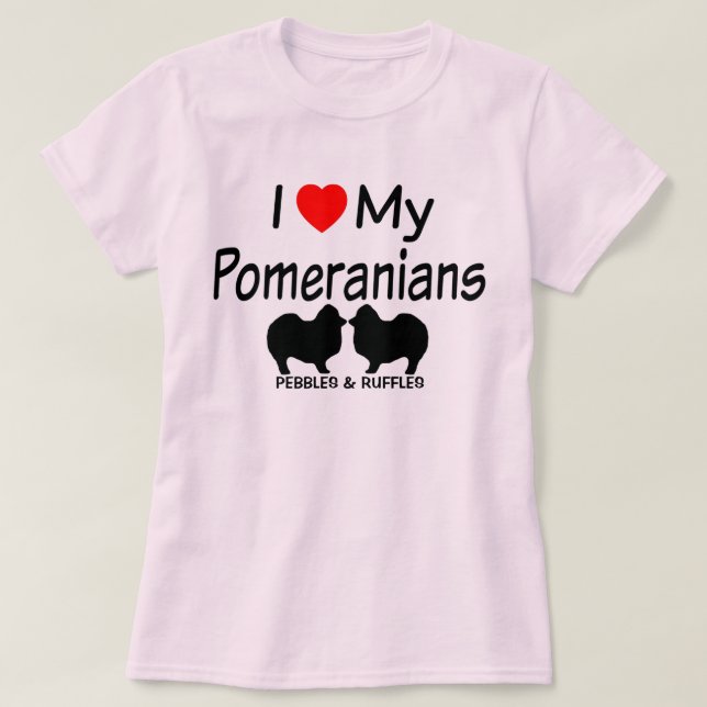 Ich Liebe meine ZWEI Spitz Hunde T-Shirt (Design vorne)