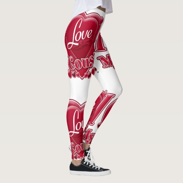 Ich Liebe meinem Cousin rote Herzen Leggings (Rechts)