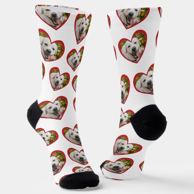 Ich Liebe meinem Hund das Herz Foto weiß Socken (Gewinkelt)