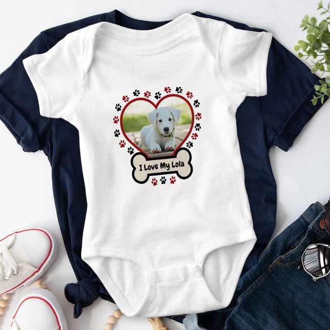 Ich Liebe meinem Hund Niedliches Rotes Herz Foto B Baby Strampler (Von Creator hochgeladen)
