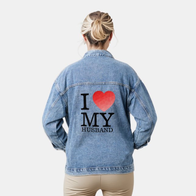 Ich Liebe meinem Mann geometrische Herzen Valentin Jeansjacke (Modell)