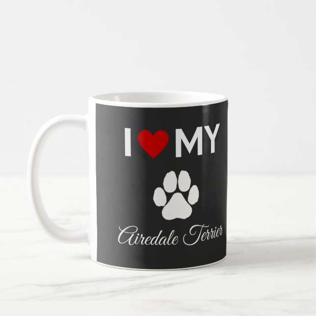 Ich Liebe meinen Airedale Terrier Hund Sondertext Kaffeetasse (Links)