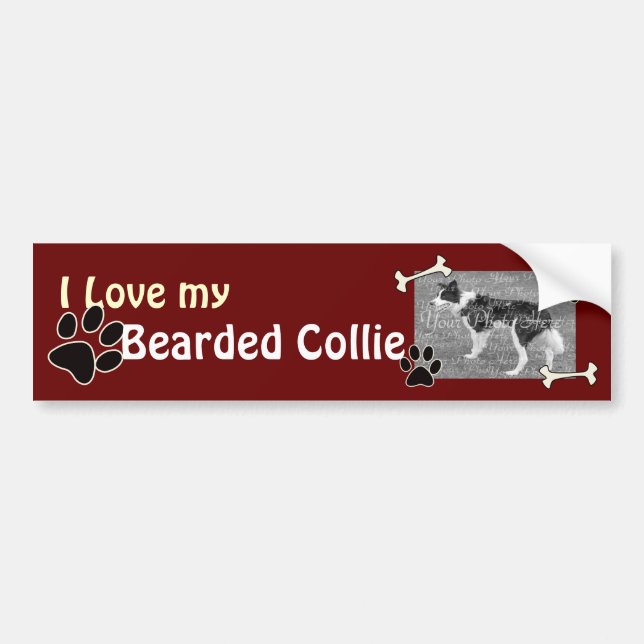 Ich Liebe meinen bärtigen Collie Autoaufkleber (Vorne)