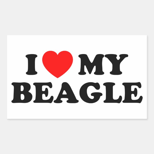 Ich Liebe meinen Beagle-Aufkleber Rechteckiger Aufkleber (Vorderseite)
