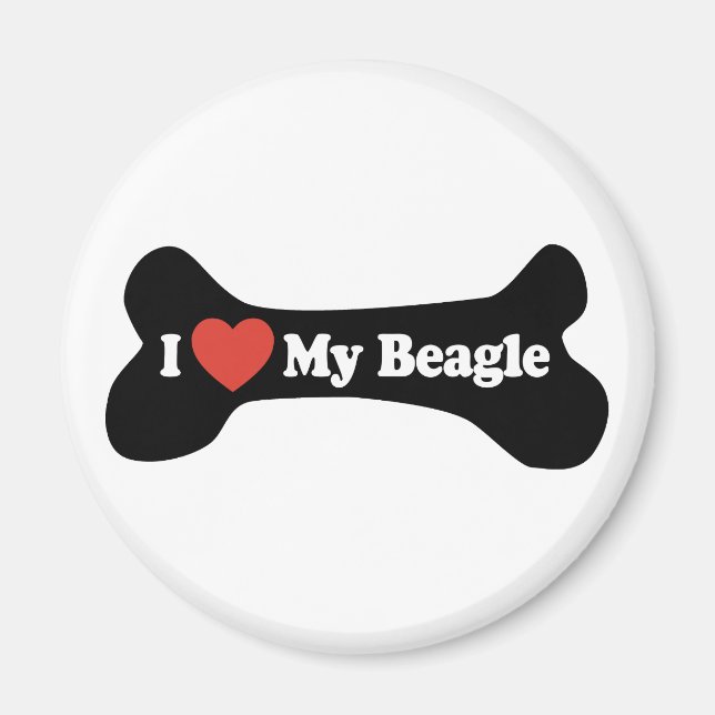 Ich Liebe meinen Beagle - Hundebone Magnet (Vorne)