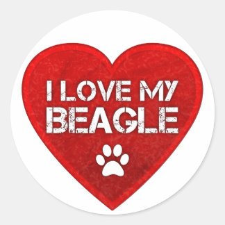 Ich Liebe meinen Beagle Runder Aufkleber