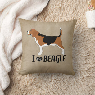 Ich Liebe meinen Beagle rustikal Kissen