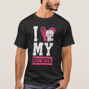 Ich Liebe meinen Bichon Frise Curry Hair Pup Welpe T-Shirt