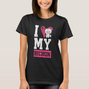 Ich liebe meinen Bichon Frise Lockenhaar Welpe Hun T-Shirt