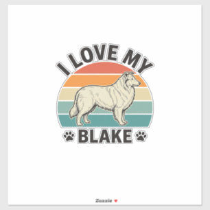 Ich liebe meinen Blake-Hund Retro-Gravurdesign_1 Aufkleber
