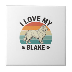 Ich liebe meinen Blake-Hund Retro-Gravurdesign_1 Fliese