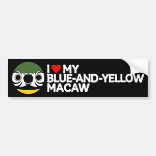 ICH LIEBE MEINEN BLAU-GELBEN ARA AUTOAUFKLEBER