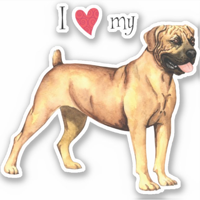 Ich Liebe meinen Boerboel Vinyl Sticker (Vorderseite)