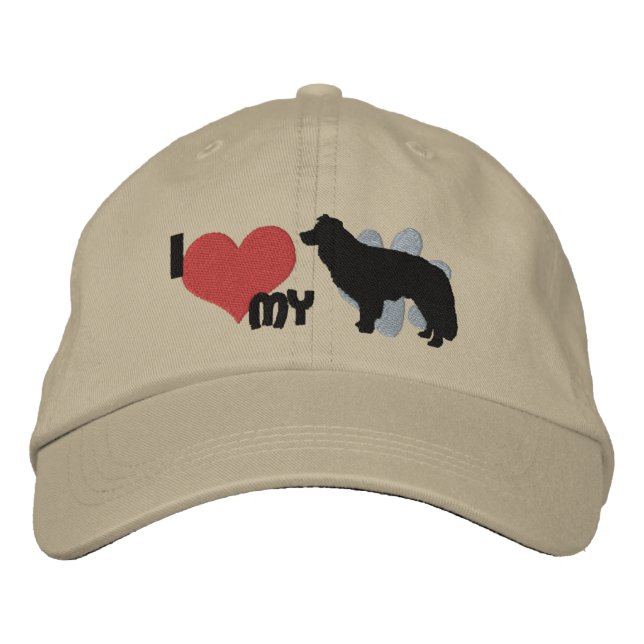 Ich Liebe meinen Border Collie bestickter Hut (Vorderseite)