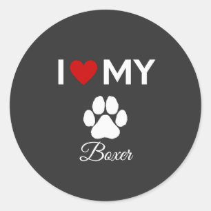 Ich Liebe meinen Boxer Hund individuelle Name Runder Aufkleber
