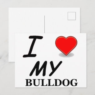Ich liebe meinen Bulldoggen Postkarte