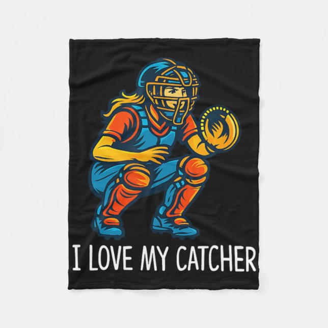 Ich liebe meinen Catcher - Softll Catcher -  Fleecedecke (Vorderseite)